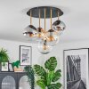 Gastor ceiling light, globe light brass, black, 5-light sources