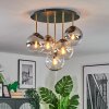 Gastor ceiling light, globe light brass, black, 5-light sources