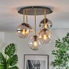 Gastor ceiling light, globe light brass, black, 5-light sources
