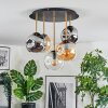 Ripoll ceiling light, globe light brass, black, 5-light sources