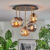 Ripoll ceiling light, globe light brass, black, 5-light sources