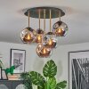 Ripoll ceiling light, globe light brass, black, 5-light sources