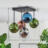 Gastor ceiling light, globe light blue, chrome, green, coppery, Smoke-coloured, 5-light sources
