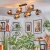 Koyoto ceiling light, globe light gold, black, 10-light sources