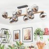 Koyoto ceiling light, globe light gold, black, 10-light sources