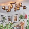Koyoto ceiling light, globe light gold, black, 10-light sources