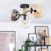 Gastor ceiling light, globe light gold, black, 3-light sources