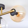 Gastor ceiling light, globe light gold, black, 3-light sources