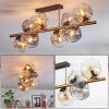 Ripoll ceiling light, globe light gold, black, 8-light sources