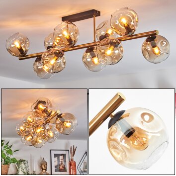 Ripoll ceiling light, globe light gold, black, 10-light sources