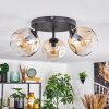 Ripoll ceiling light, globe light Amber, clear, 3-light sources