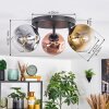 Ripoll ceiling light, globe light chrome, gold, clear, coppery, Smoke-coloured, 3-light sources