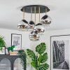 Koyoto ceiling light, globe light brass, black, 5-light sources