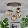 Koyoto ceiling light, globe light brass, black, 5-light sources