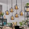 Koyoto hanging light, globe light, pendant light chrome, Smoke-coloured, 6-light sources