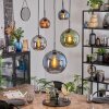 Koyoto hanging light, globe light, pendant light blue, chrome, green, coppery, Smoke-coloured, 5-light sources