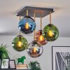 Gastor ceiling light, globe light gold, black, 5-light sources