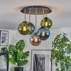 Gastor ceiling light, globe light 45 cm brass, black, 5-light sources