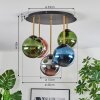 Gastor ceiling light, globe light 45 cm brass, black, 5-light sources