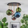 Gastor ceiling light, globe light 45 cm brass, black, 5-light sources