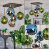 Gastor ceiling light, globe light gold, black, 5-light sources