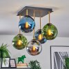 Gastor ceiling light, globe light gold, black, 5-light sources