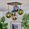 Gastor ceiling light, globe light gold, black, 5-light sources