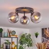 Gastor ceiling light, globe light 25 cm clear, Smoke-coloured, 3-light sources