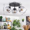 Gastor ceiling light, globe light 25 cm clear, Smoke-coloured, 3-light sources