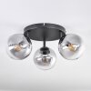 Gastor ceiling light, globe light 25 cm clear, Smoke-coloured, 3-light sources