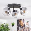 Gastor ceiling light, globe light 25 cm clear, Smoke-coloured, 3-light sources