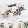 Ripoll ceiling light, globe light gold, black, 8-light sources