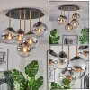 Gastor ceiling light, globe light brass, black, 5-light sources
