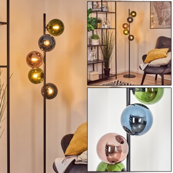 Gastor globe light, floor lamp 33 cm blue, green, coppery, 5-light sources