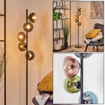 Gastor globe light, floor lamp 33 cm blue, green, clear, coppery, 5-light sources