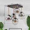 Ripoll ceiling light, globe light gold, black, 5-light sources