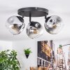 Ripoll ceiling light, globe light chrome, clear, Smoke-coloured, 3-light sources
