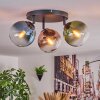 Gastor ceiling light, globe light blue, green, clear, coppery, 3-light sources