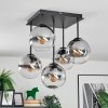 Gastor ceiling light, globe light clear, Smoke-coloured, 5-light sources