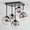 Gastor ceiling light, globe light clear, Smoke-coloured, 5-light sources
