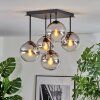 Gastor ceiling light, globe light clear, Smoke-coloured, 5-light sources