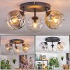 Ripoll ceiling light, globe light Amber, clear, Smoke-coloured, 3-light sources