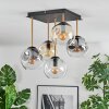 Ripoll ceiling light, globe light gold, black, 5-light sources