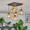 Ripoll ceiling light, globe light gold, black, 5-light sources