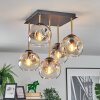 Ripoll ceiling light, globe light gold, black, 5-light sources
