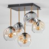 Ripoll ceiling light, globe light gold, black, 5-light sources