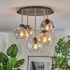 Ripoll ceiling light, globe light brass, black, 5-light sources