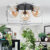 Chehalis ceiling light, globe light 48.5 cm Amber, clear, 3-light sources