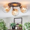 Chehalis ceiling light, globe light 48.5 cm Amber, clear, 3-light sources
