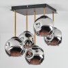 Ripoll ceiling light, globe light gold, black, 5-light sources